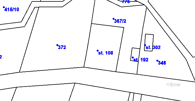 Parcela st. 108 v KÚ Hůrky u Rokycan, Katastrální mapa
