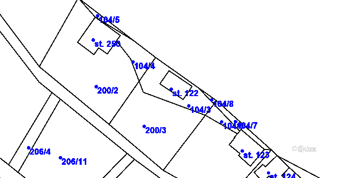 Parcela st. 122 v KÚ Hůrky u Rokycan, Katastrální mapa