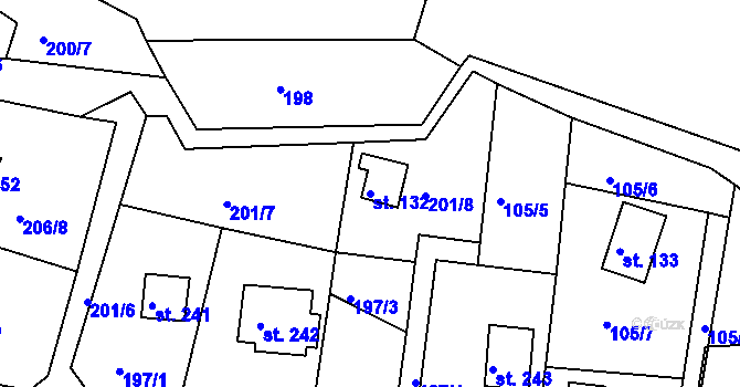 Parcela st. 132 v KÚ Hůrky u Rokycan, Katastrální mapa