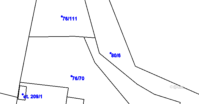 Parcela st. 76/5 v KÚ Hůrky u Rokycan, Katastrální mapa