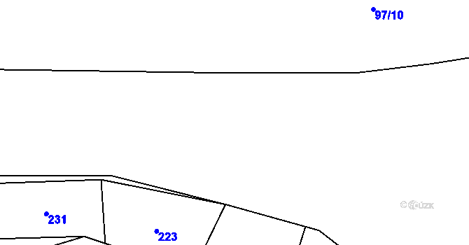 Parcela st. 97/1 v KÚ Hůrky u Rokycan, Katastrální mapa