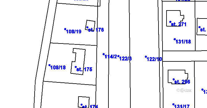 Parcela st. 114/2 v KÚ Hůrky u Rokycan, Katastrální mapa