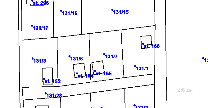 Parcela st. 131/7 v KÚ Hůrky u Rokycan, Katastrální mapa