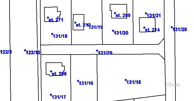 Parcela st. 131/29 v KÚ Hůrky u Rokycan, Katastrální mapa