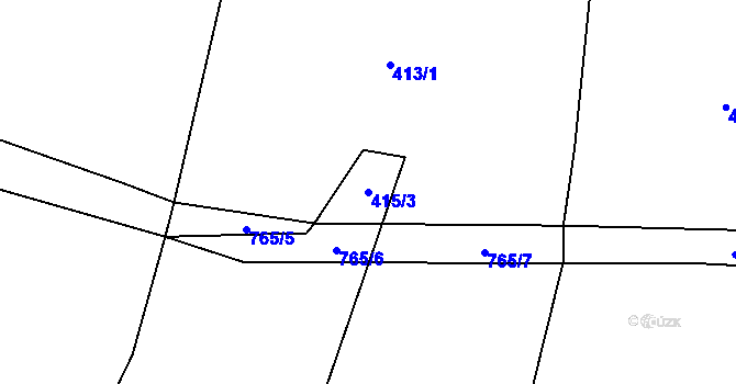Parcela st. 415/3 v KÚ Hůrky u Rokycan, Katastrální mapa