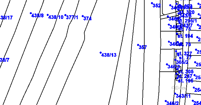 Parcela st. 438/13 v KÚ Hůrky u Rokycan, Katastrální mapa