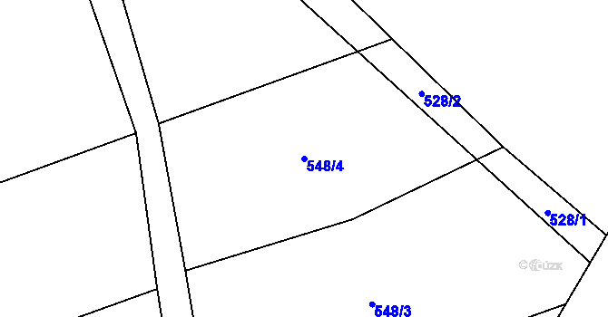Parcela st. 548/4 v KÚ Hůrky u Rokycan, Katastrální mapa