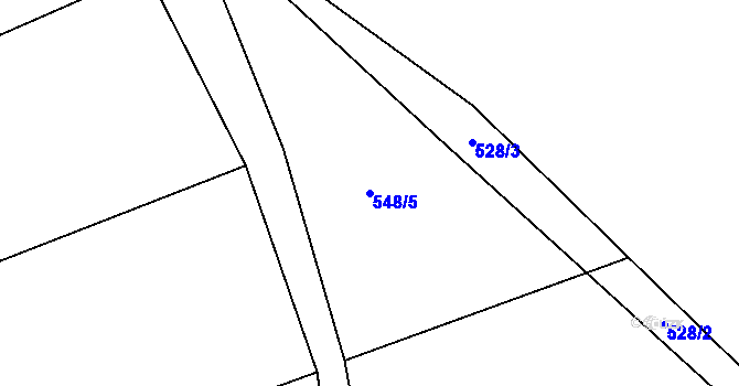 Parcela st. 548/5 v KÚ Hůrky u Rokycan, Katastrální mapa