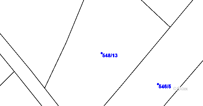 Parcela st. 548/13 v KÚ Hůrky u Rokycan, Katastrální mapa