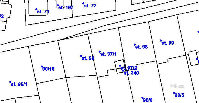 Parcela st. 97/1 v KÚ Hůrky u Rokycan, Katastrální mapa