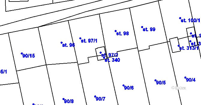 Parcela st. 97/2 v KÚ Hůrky u Rokycan, Katastrální mapa