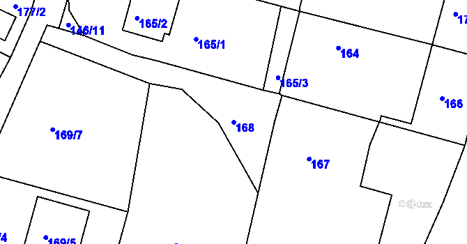 Parcela st. 168 v KÚ Hůry, Katastrální mapa