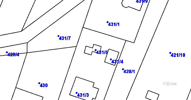 Parcela st. 431/5 v KÚ Hůry, Katastrální mapa