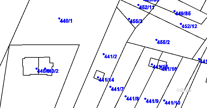 Parcela st. 441/2 v KÚ Hůry, Katastrální mapa