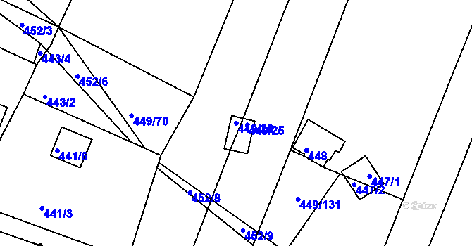 Parcela st. 449/26 v KÚ Hůry, Katastrální mapa