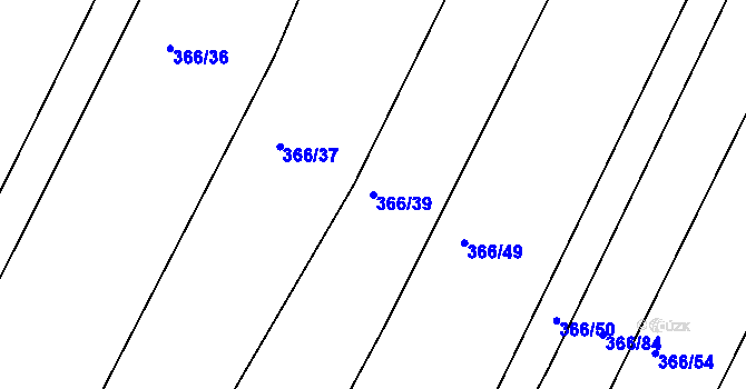 Parcela st. 366/39 v KÚ Hůry, Katastrální mapa