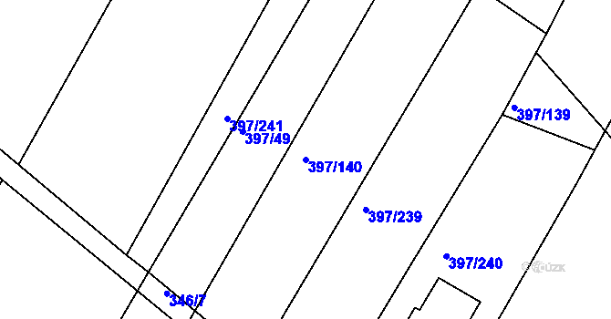 Parcela st. 397/140 v KÚ Hůry, Katastrální mapa