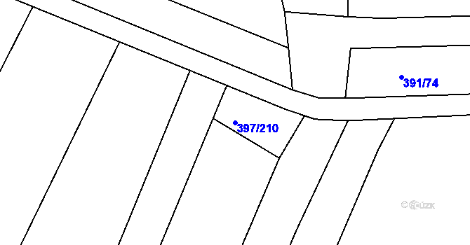 Parcela st. 397/210 v KÚ Hůry, Katastrální mapa