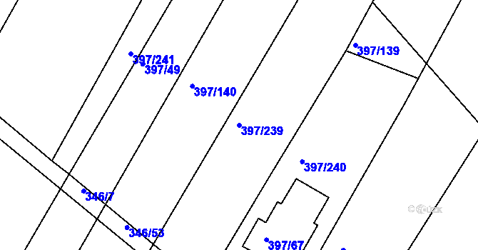 Parcela st. 397/239 v KÚ Hůry, Katastrální mapa
