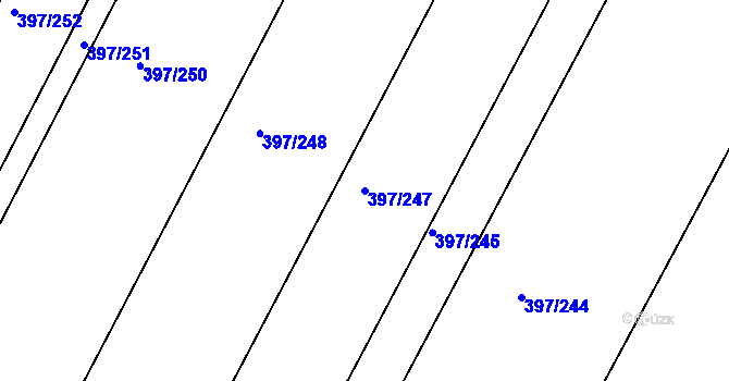 Parcela st. 397/247 v KÚ Hůry, Katastrální mapa