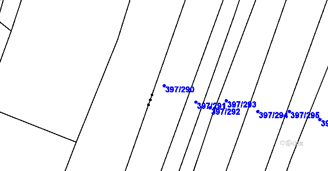 Parcela st. 397/290 v KÚ Hůry, Katastrální mapa