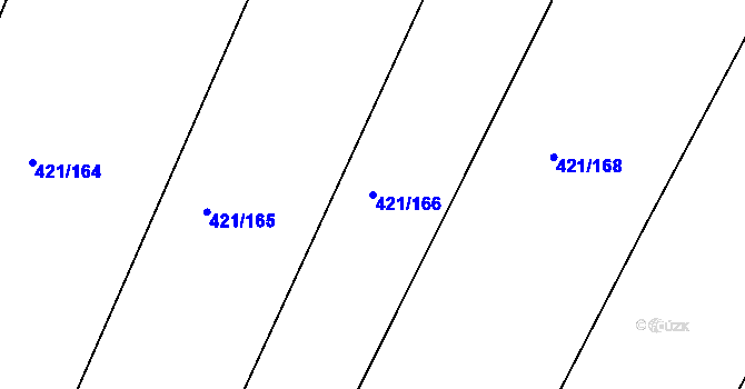 Parcela st. 421/166 v KÚ Hůry, Katastrální mapa