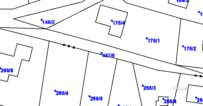 Parcela st. 437/9 v KÚ Hůry, Katastrální mapa