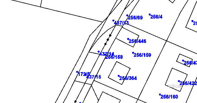 Parcela st. 437/14 v KÚ Hůry, Katastrální mapa