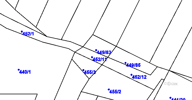 Parcela st. 449/83 v KÚ Hůry, Katastrální mapa
