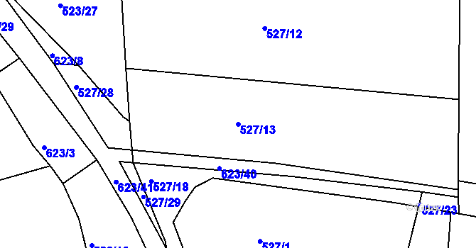 Parcela st. 527/13 v KÚ Hůry, Katastrální mapa