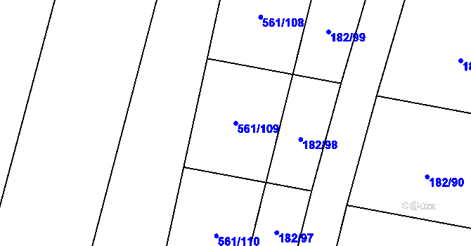 Parcela st. 561/109 v KÚ Hůry, Katastrální mapa