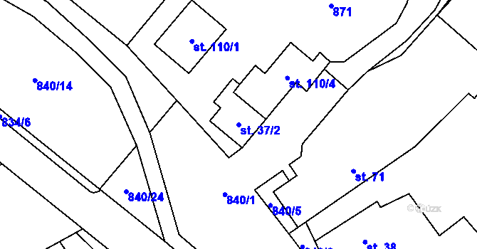 Parcela st. 37/2 v KÚ Husí Lhota, Katastrální mapa