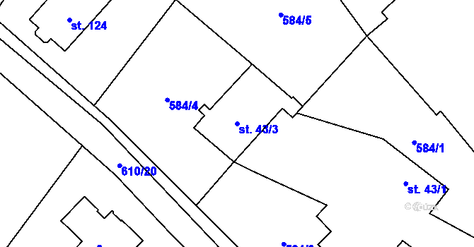 Parcela st. 43/3 v KÚ Husí Lhota, Katastrální mapa