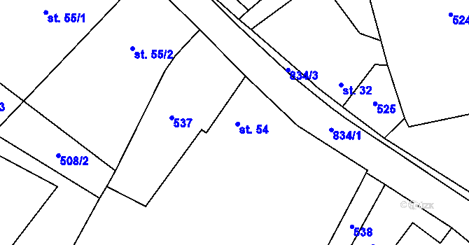 Parcela st. 54 v KÚ Husí Lhota, Katastrální mapa