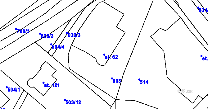 Parcela st. 62 v KÚ Husí Lhota, Katastrální mapa