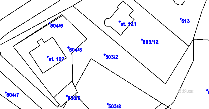 Parcela st. 503/2 v KÚ Husí Lhota, Katastrální mapa