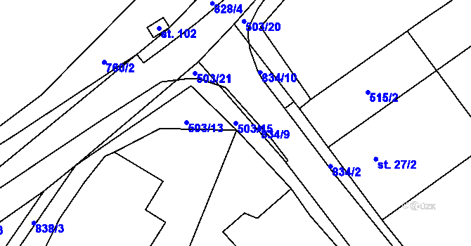 Parcela st. 503/15 v KÚ Husí Lhota, Katastrální mapa