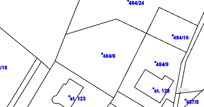 Parcela st. 484/8 v KÚ Husí Lhota, Katastrální mapa