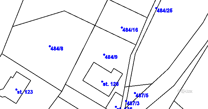 Parcela st. 484/9 v KÚ Husí Lhota, Katastrální mapa