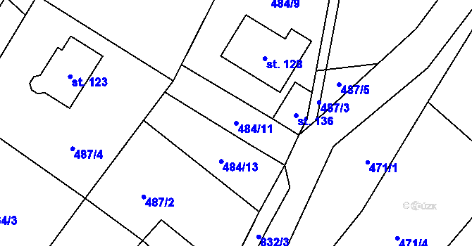 Parcela st. 484/11 v KÚ Husí Lhota, Katastrální mapa