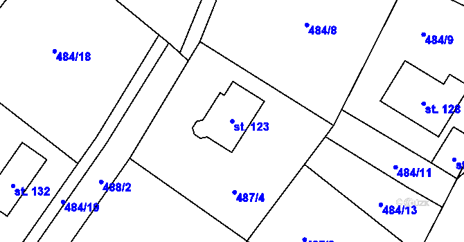 Parcela st. 123 v KÚ Husí Lhota, Katastrální mapa