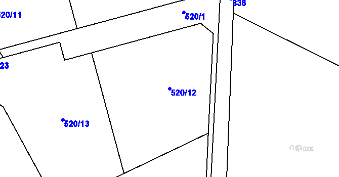 Parcela st. 520/12 v KÚ Husí Lhota, Katastrální mapa