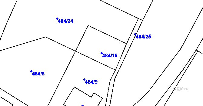 Parcela st. 484/16 v KÚ Husí Lhota, Katastrální mapa