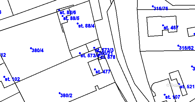 Parcela st. 380/21 v KÚ Husinec u Řeže, Katastrální mapa