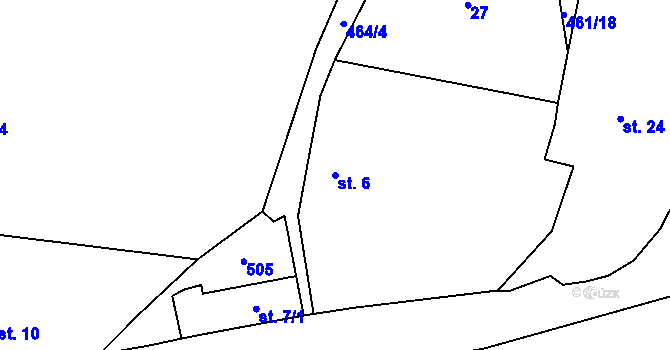 Parcela st. 6 v KÚ Husinec u Řeže, Katastrální mapa