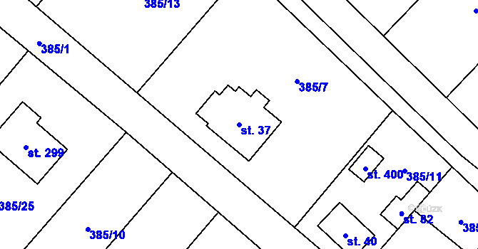 Parcela st. 37 v KÚ Husinec u Řeže, Katastrální mapa