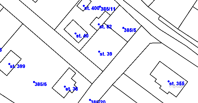 Parcela st. 39 v KÚ Husinec u Řeže, Katastrální mapa
