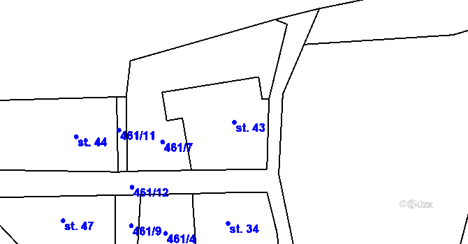 Parcela st. 43 v KÚ Husinec u Řeže, Katastrální mapa