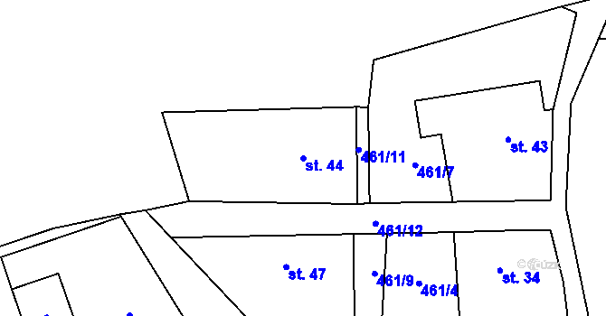 Parcela st. 44 v KÚ Husinec u Řeže, Katastrální mapa