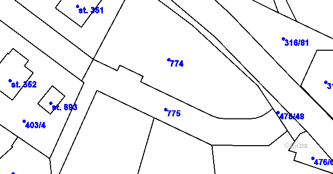 Parcela st. 46 v KÚ Husinec u Řeže, Katastrální mapa